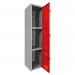 Locker metálico dual grande - 3 puertas rojo